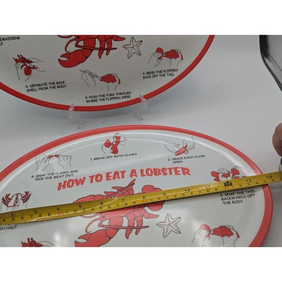 Lobster Tray Platter 8 Steps HOW TO EAT A LOBSTER Nautical Beach Seafood Seaside - Picture 7 of 10